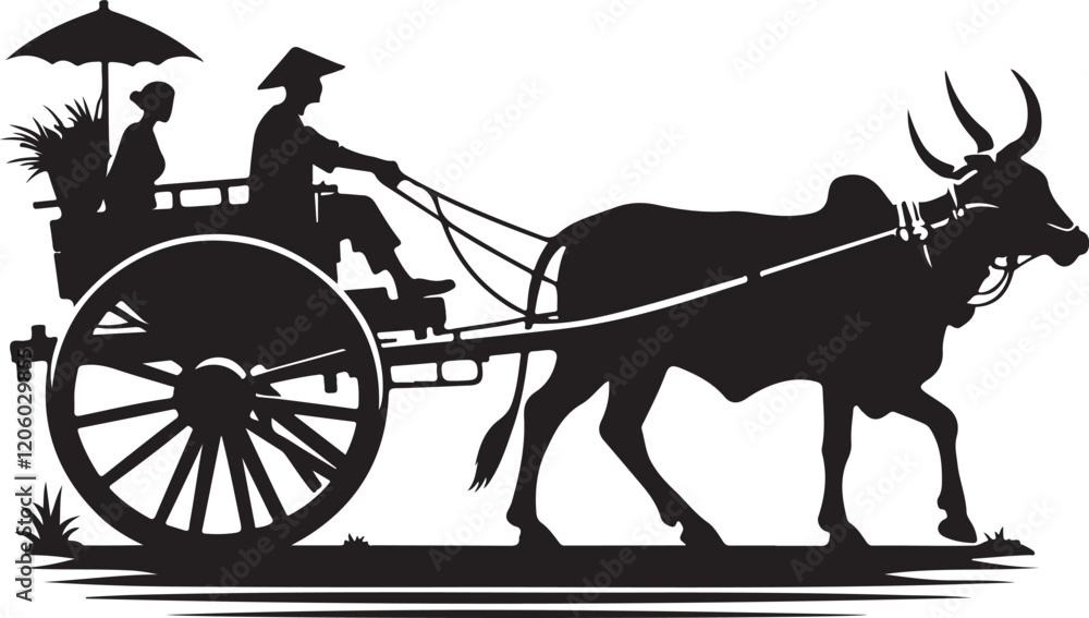 Fototapeta premium bullock cart silhouette victor design .