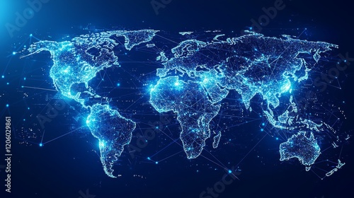 Wallpaper Mural Global network connections, digital world map, background technology Torontodigital.ca