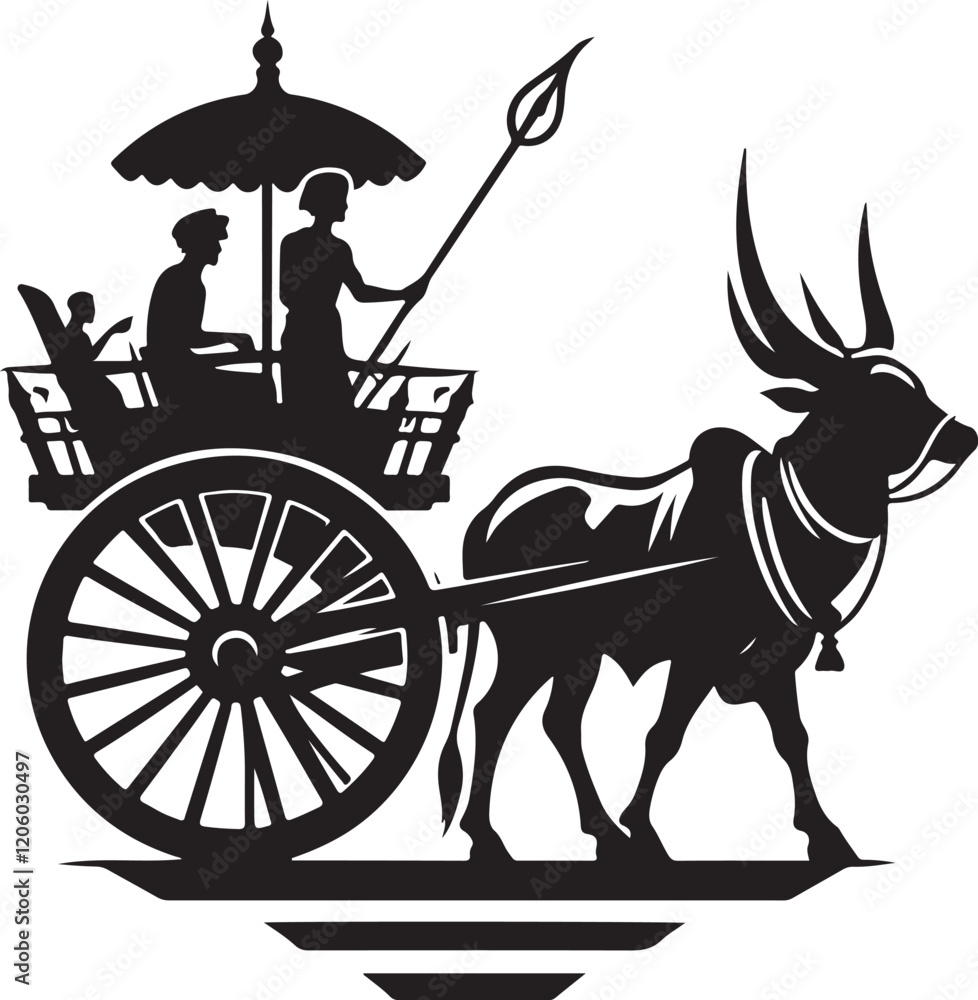 Fototapeta premium bullock cart silhouette victor design .
