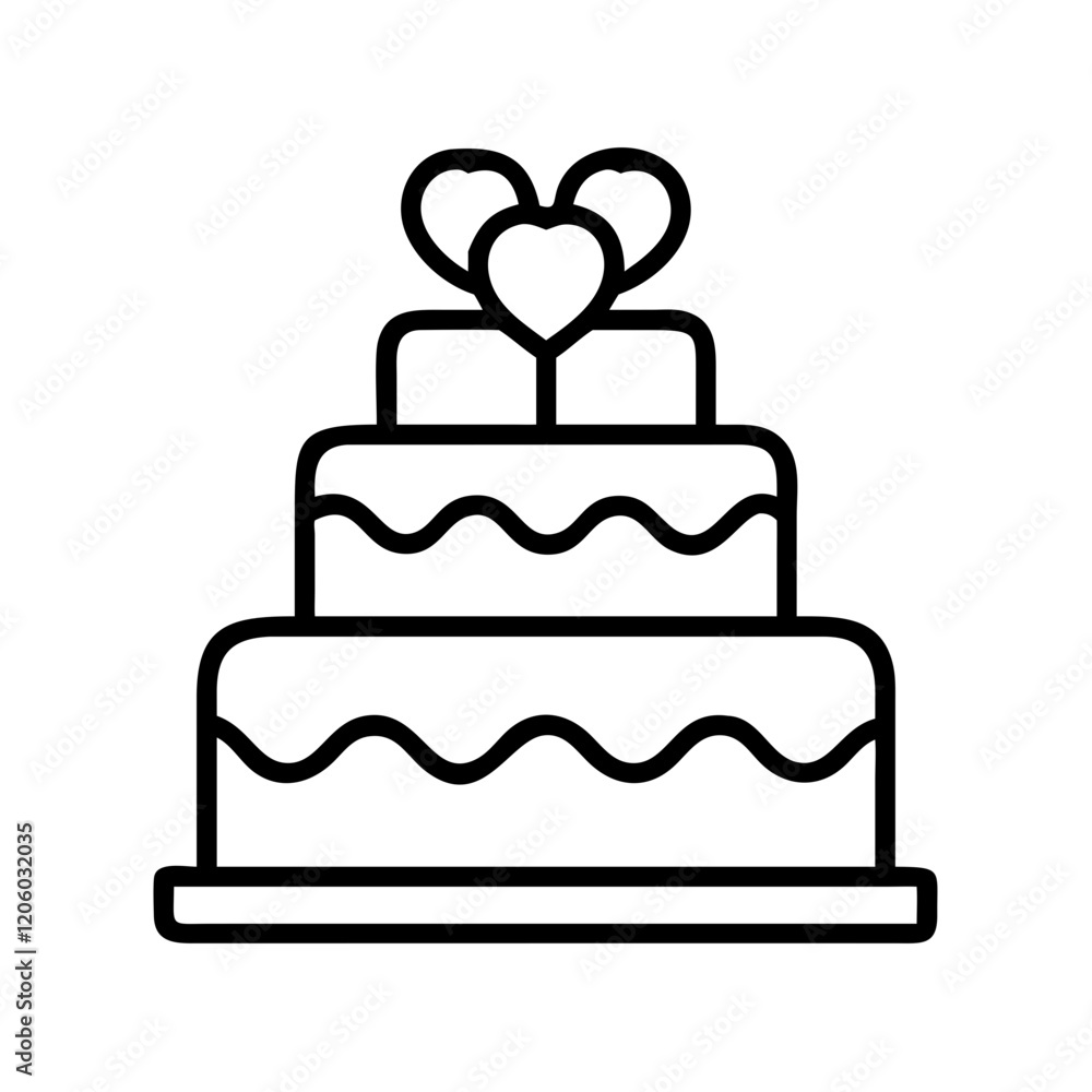 wedding cake icon, wedding cake line art - simple line art of wedding cake, perfect for wedding cake logos and icons wedding cake icon, wedding cake line art - simple line art of wedding cake, perfect for wedding cake logos and icons
