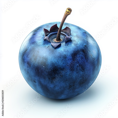 A digitally rendered image of a blue apple with a stem, partially obscured by a blurred square in the center, creating a surreal and intriguing visual effect. photo