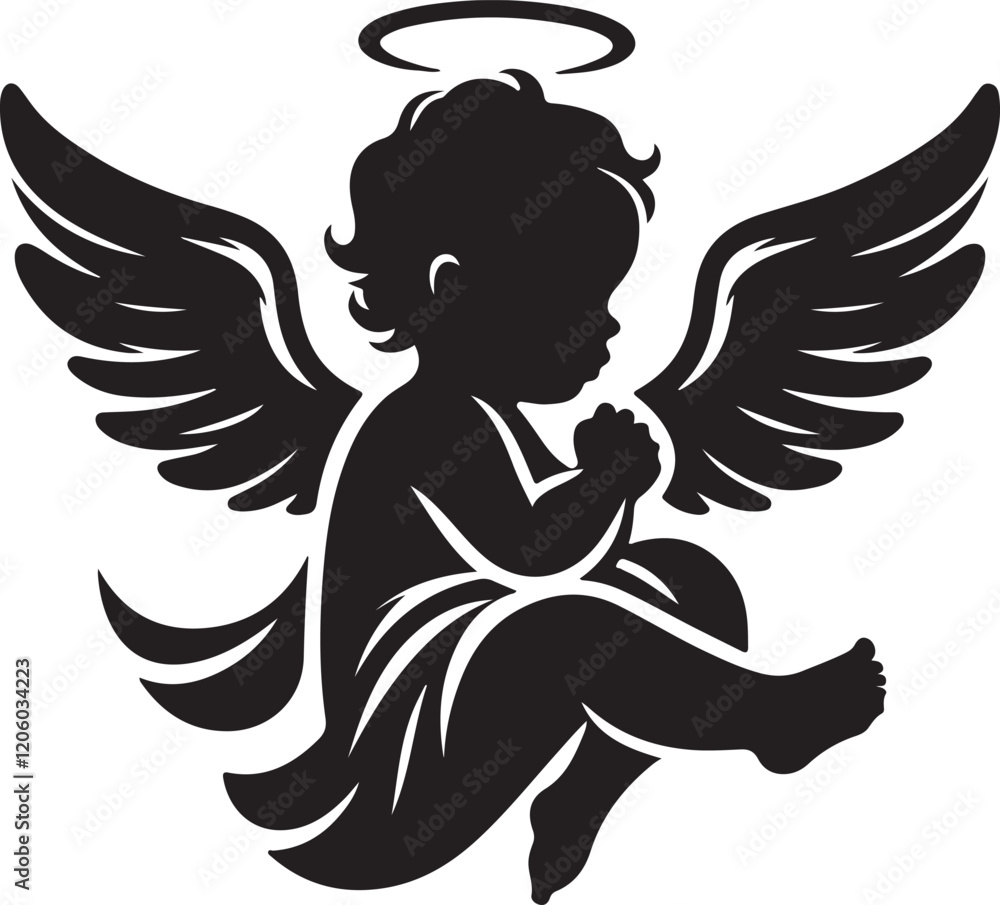 Fototapeta premium baby angel silhouette victor design