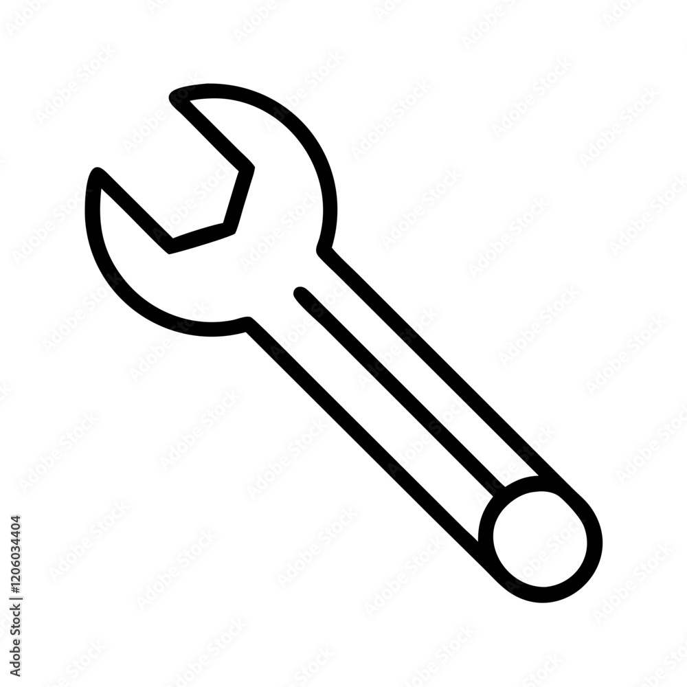 wrench icon, wrench line art - simple line art of wrench, perfect for wrench logos and icons wrench icon, wrench line art - simple line art of wrench, perfect for wrench logos and icons