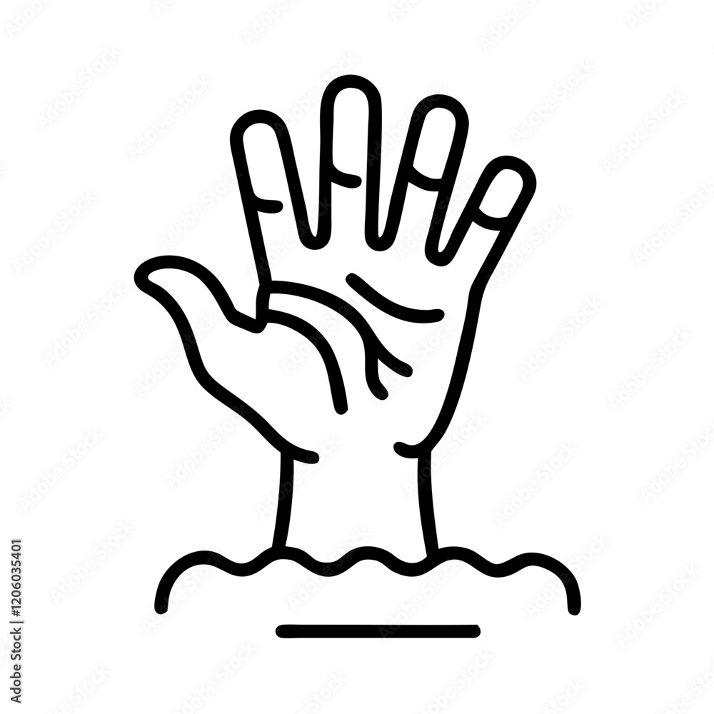 Obraz premium zombie hand icon, zombie hand line art - simple line art of zombie hand, perfect for zombie hand logos and icons