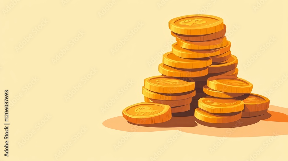 A stack of golden coins on a light background, symbolizing wealth and finance. A stack of golden coins on a light background, symbolizing wealth and finance.