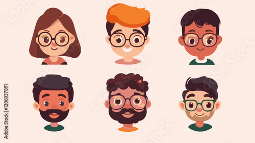 llustration diverse cartoon faces showcas