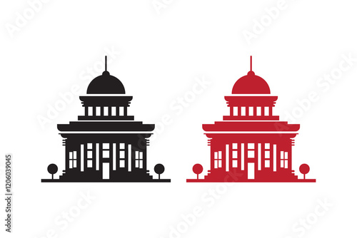 House building silhouettes with white background and color vector illustration