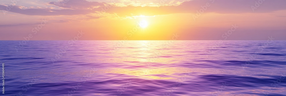 Fototapeta premium Serene Sunset over Calm Ocean Waters Peaceful Twilight Sky Golden Hour