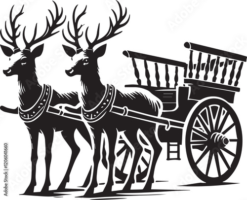 two deer cart silhouette victor design 