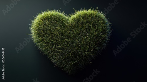 Heart of Nature Grassy Heart Shape Symbolizing Love on Contrasting Background with Copy space photo