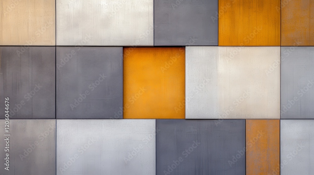 A geometric arrangement of colored panels, emphasizing texture and contrast.
