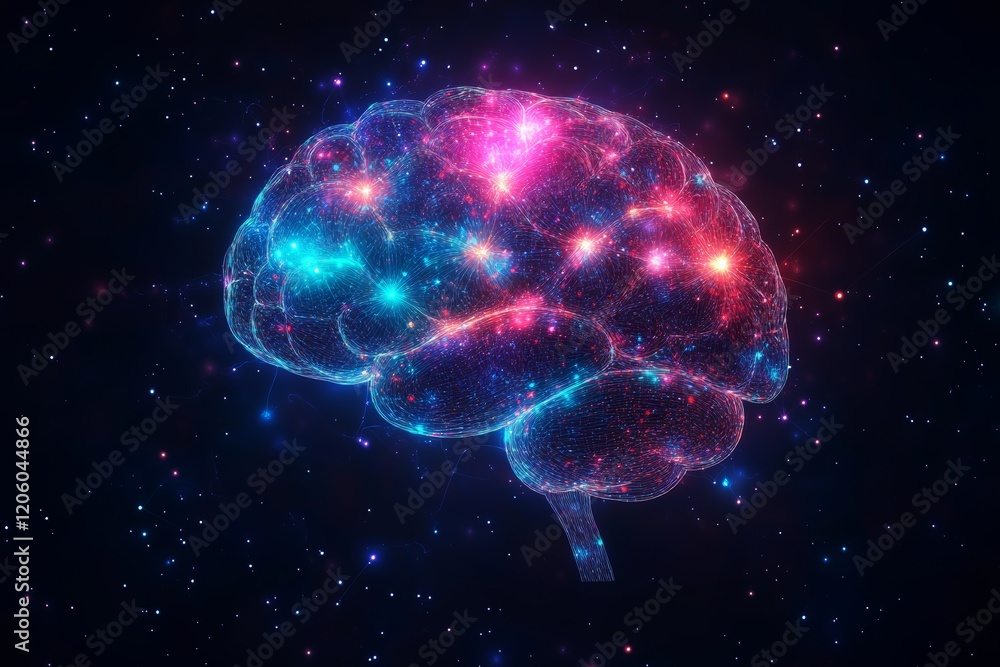 Brain neural pathways in neon rainbow flow Brain neural pathways in neon rainbow flow