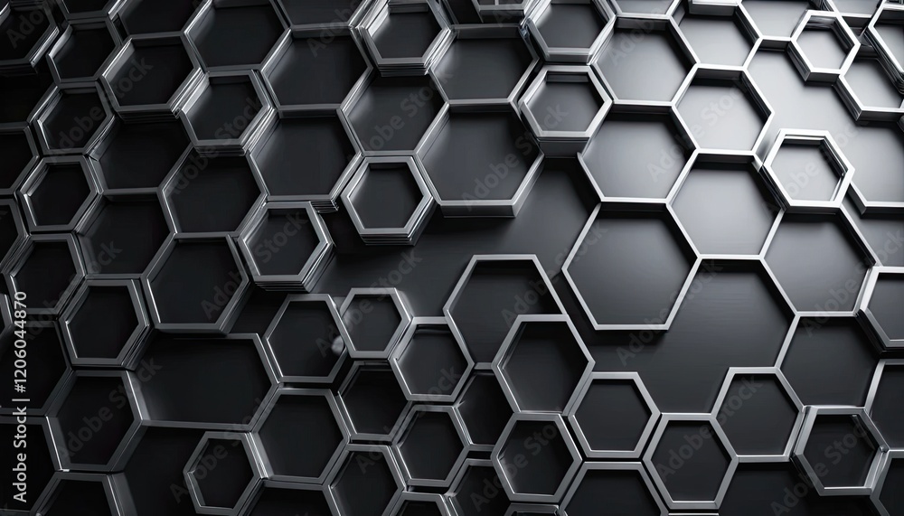 Affichage lumineux hexagonal métallique élégant, métal, sophistication, symphonie, forme hexagonale, abstrait, luxe, éclatant. Affichage lumineux hexagonal métallique élégant, métal, sophistication, symphonie, forme hexagonale, abstrait, luxe, éclatant.