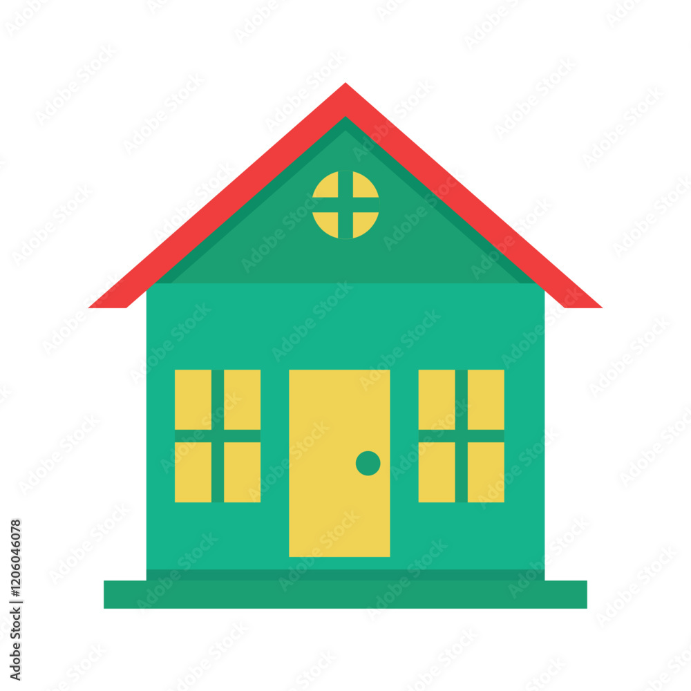A flat-style modern minimalist clipart house icon. Abstract suburban colorful home illustration. A compact and clean vector of a house in shades of teal, perfect for branding, brochures, and advertise A flat-style modern minimalist clipart house icon. Abstract suburban colorful home illustration. A compact and clean vector of a house in shades of teal, perfect for branding, brochures, and advertise
