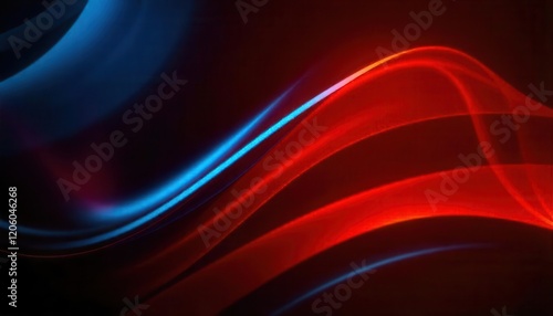 Abstract Dynamic Red and Blue Light Trails on Dark Background