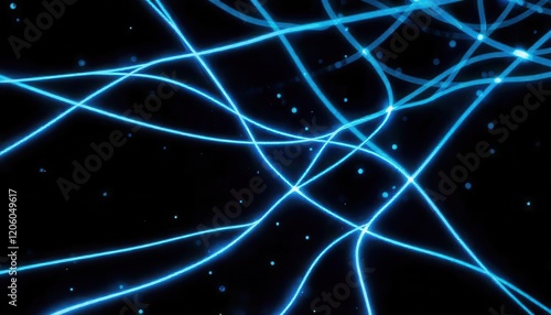 Abstract Glowing Blue Lines and Energetic Movement on Black Background