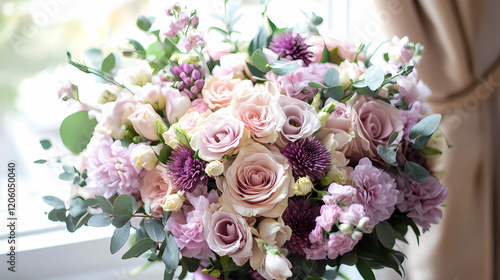 Gentle Light Purple Roses Bouquet Elegant Spring
