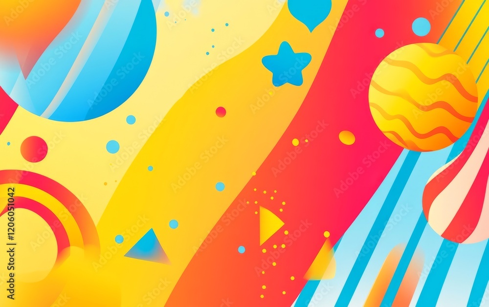 A playful gradient background with carnival colors.featuring bright reds, yellows, and blues.conveying excitement and fun.ideal for event promotions and children's content A playful gradient background with carnival colors.featuring bright reds, yellows, and blues.conveying excitement and fun.ideal for event promotions and children's content