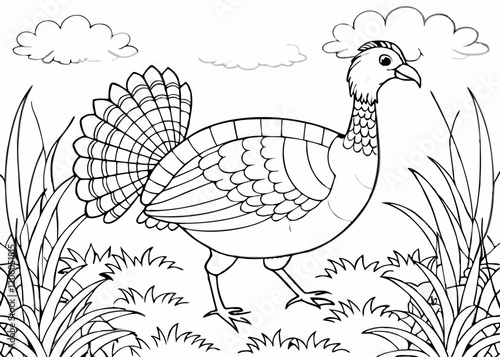 Turkey watercolor illustration. Hand drawn underwater element design Coloring page Design