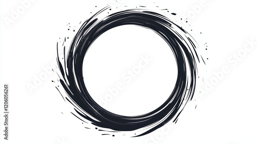 Circular Abstract Design with Artistic Brush Stroke Elements for Creative Projects