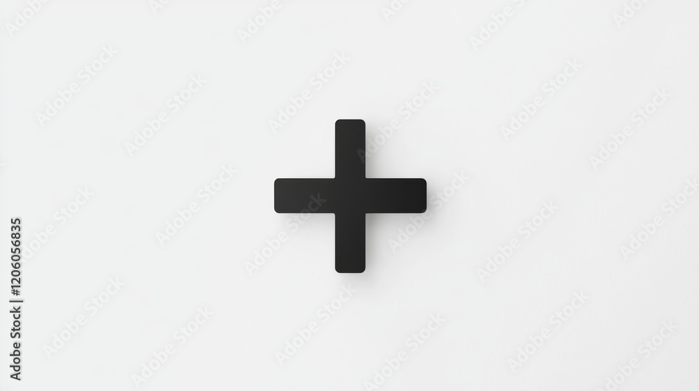 Fototapeta premium Minimalist Black Plus Sign on a Clean White Background