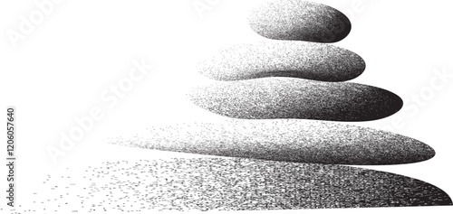 Balance concept .Stack of stones. Balancing stones . Spa rock tower. Minimal art design . Balance of irregular gritty. Harmony symbol. Spa stones in balance .Zen stones .Pebble tower .vector 
