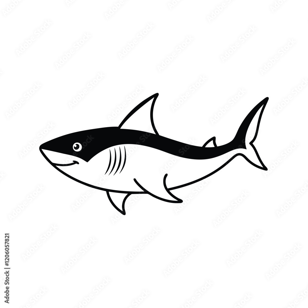 Shark Vector Design on White Background Shark Vector Design on White Background