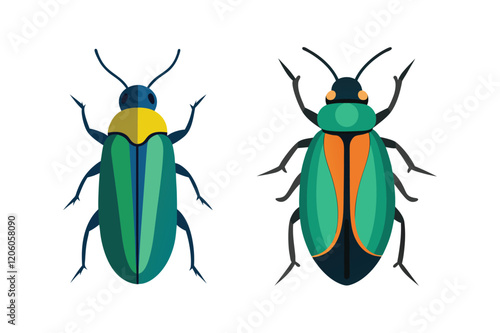 : jewel beetle insect vector illustration set