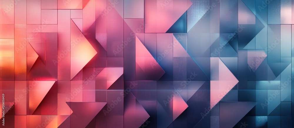 Obraz premium Intricate geometric tessellation with multiple layers of triangles and squares, subtle gradient lighting to enhance shapes 