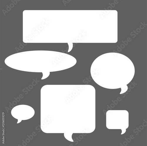 speach bubble message tag, hite text box, set