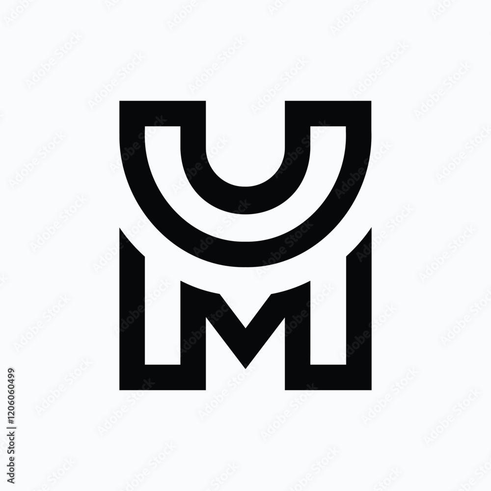 Letter Mu or Um line art creative minimal monogram logo idea Letter Mu or Um line art creative minimal monogram logo idea