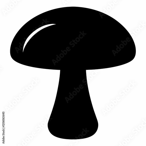 Modern Black Mushroom Silhouette Vector Artwork