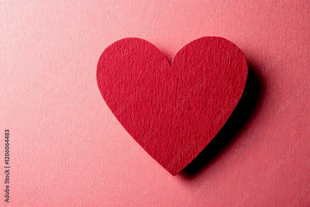 Fototapeta premium Romantic Red Heart Shape Valentine Day Card Design Passionate Love Symbol Red Background Festive Decoration Paper Craft Handmade Greeting Card Lovely Heart Shaped pink 