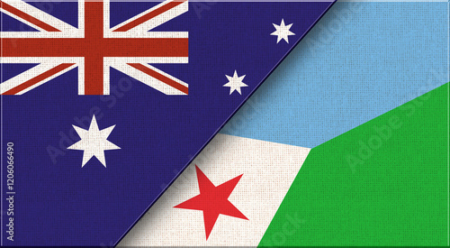 Flags of Australia and Djibouti. Two Flags Together Australian and Djiboutian photo