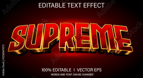 supreme  3d vector text effect with modern style design