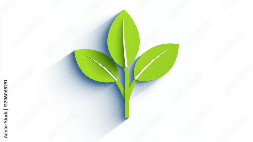 Fototapeta premium Minimalist Green Leaf Design Representing Growth and Sustainability