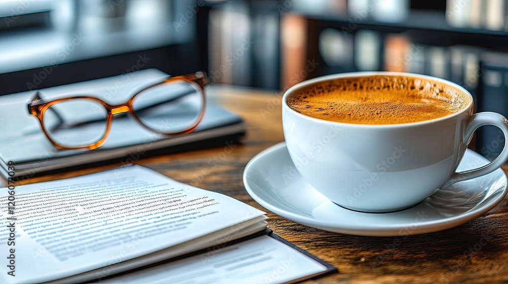 Coffee Books Glasses Quiet Morning Study Coffee Books Glasses Quiet Morning Study