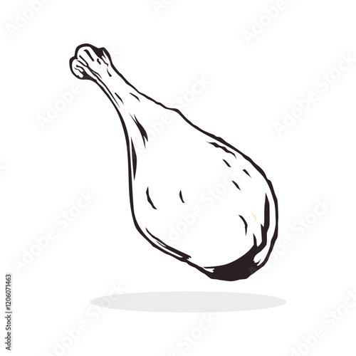hand drawn vector illustration of a fried Chicken drumstick. Fried Chicken Leg.
