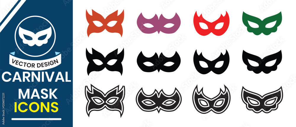Silhouette of party, celebration, carnival mask icon, vector set. Black eye mask, Face mask icon, vector illustration. Masquerade costume mask silhouette, hidden face mask vector illustration. Silhouette of party, celebration, carnival mask icon, vector set. Black eye mask, Face mask icon, vector illustration. Masquerade costume mask silhouette, hidden face mask vector illustration.