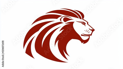 Wallpaper Mural Majestic Lion Head Illustration in Bold Red and White Colors Torontodigital.ca