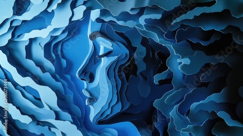 Woman's face with paper cut