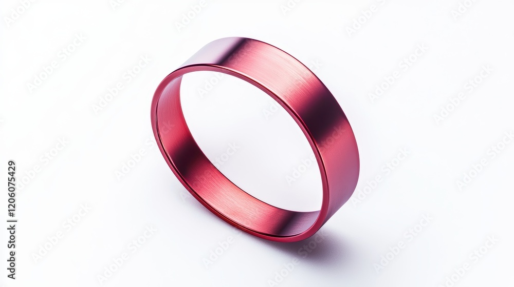 Sleek Modern Red Metal Ring on a Soft White Background Sleek Modern Red Metal Ring on a Soft White Background
