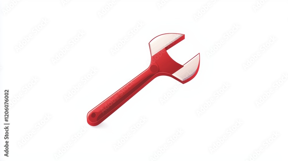 Bright Red Adjustable Wrench on a Clean White Background