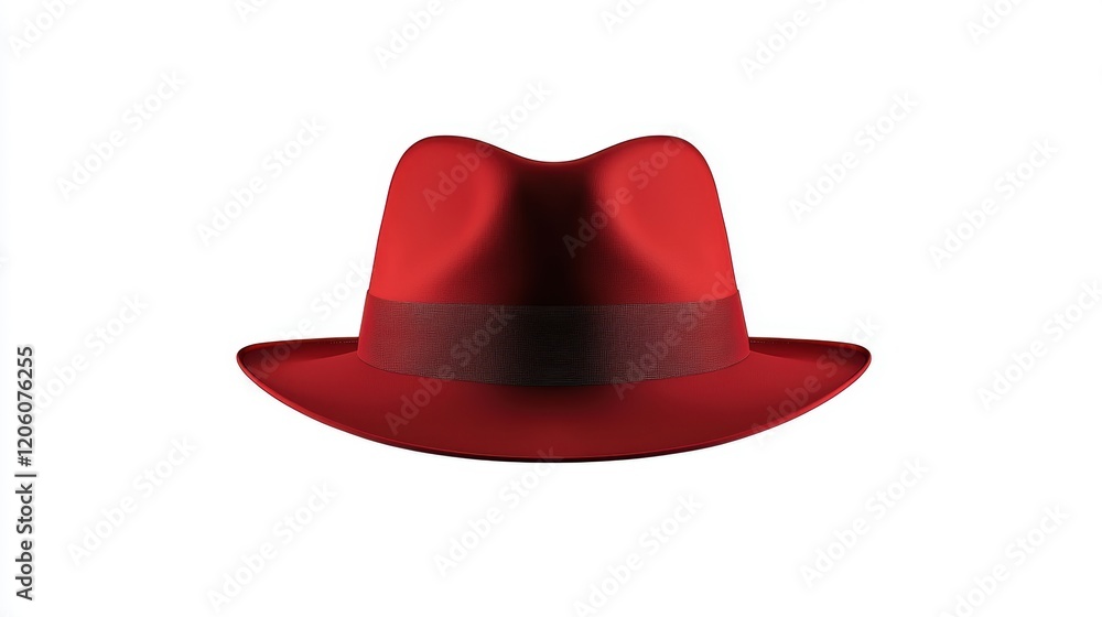 Vibrant Red Fedora Hat Isolated on a Clean White Background Vibrant Red Fedora Hat Isolated on a Clean White Background