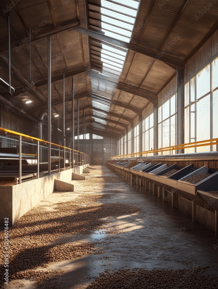 Obraz premium Automated feeding systems for livestock in modern agriculture.