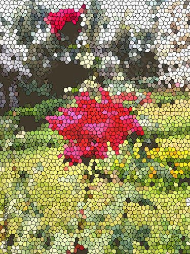 Red Flower in Green Field