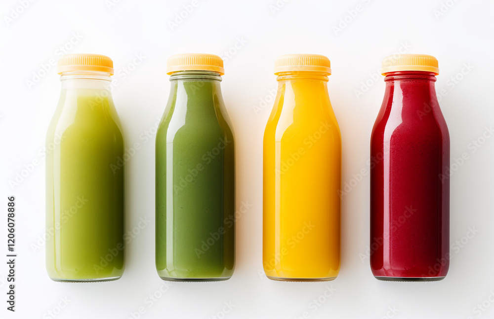 Bright and fresh smoothie bottles lineup Bright and fresh smoothie bottles lineup