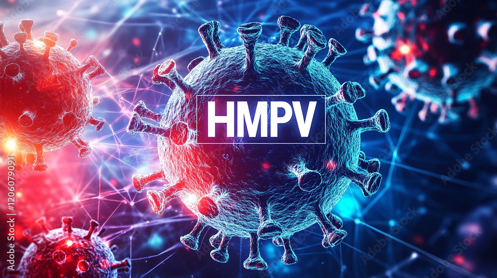 Human metapneumovirus background with medical instruments, hmpv virus floating on background, Human metapneumovirus background, background of recently break out of hmpv virus surrounding world wide. Human metapneumovirus background with medical instruments, hmpv virus floating on background, Human metapneumovirus background, background of recently break out of hmpv virus surrounding world wide.
