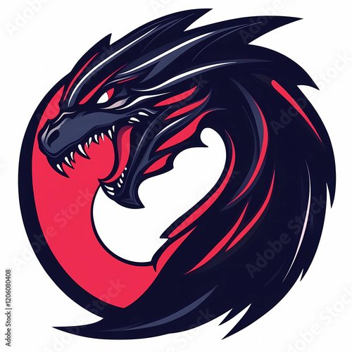 Wallpaper Mural A dragon with red and black colors and a mouth with teeth Torontodigital.ca