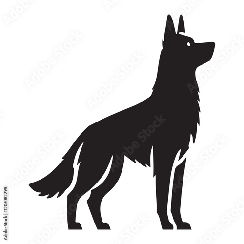 Standing German Shepherd Dog Silhouette Vector Illustration